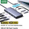 Ugreen Универсальная док-станция 8-в-1 Type-C с двумя портами HDMI и DP