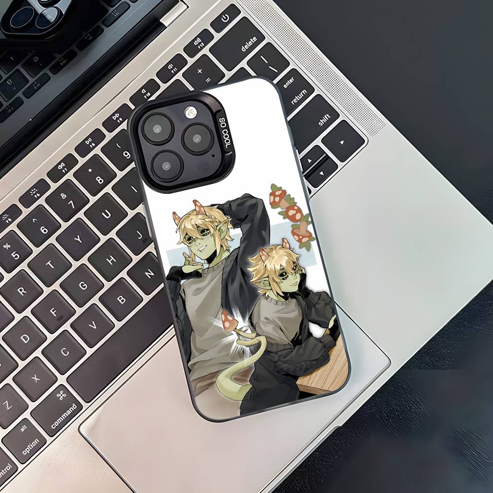 Чехол для телефона M-Mushroom Oasis Anime для iPhone 17,16,15,14,13,12,11,Pro,Max,Plus, Черный Матовый Ударопрочный Чехол