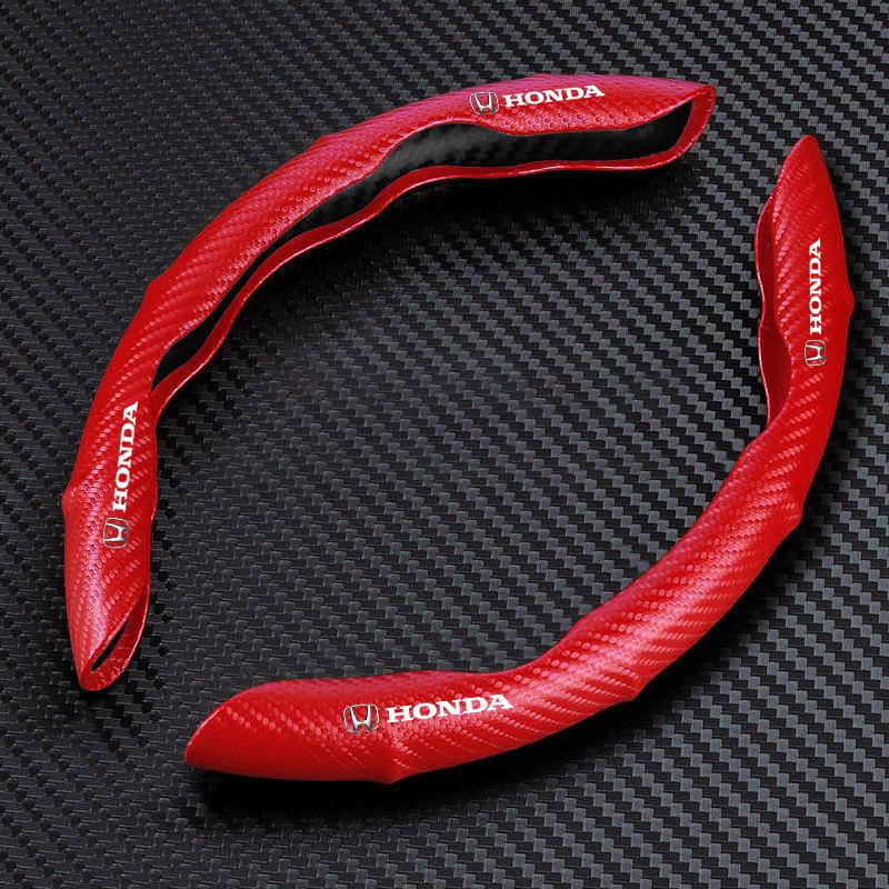2pcs Carbon Fiber Non-Slip Steering Wheel Cover Car Accessories For Honda Fit Mugen Insight Type S R VTEC DOHC Modulo Vezel Legend RR Si