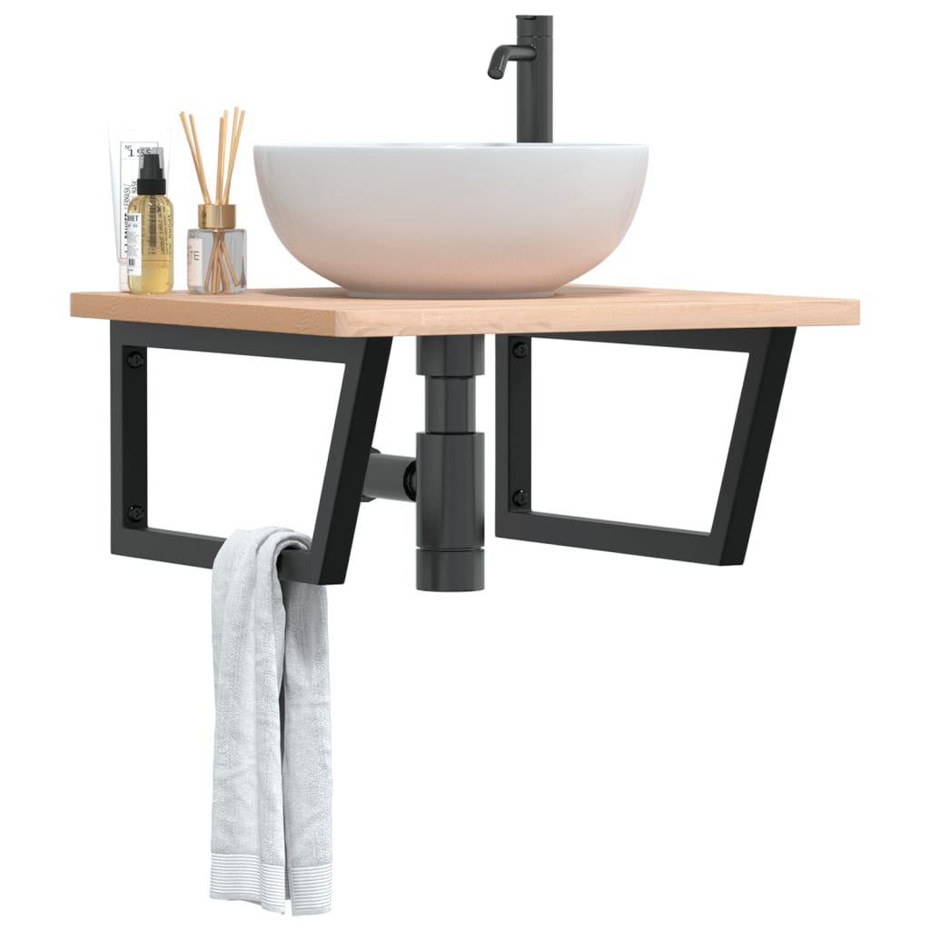 Washbasin Mounts 2 pcs Black Trapezoidal Steel