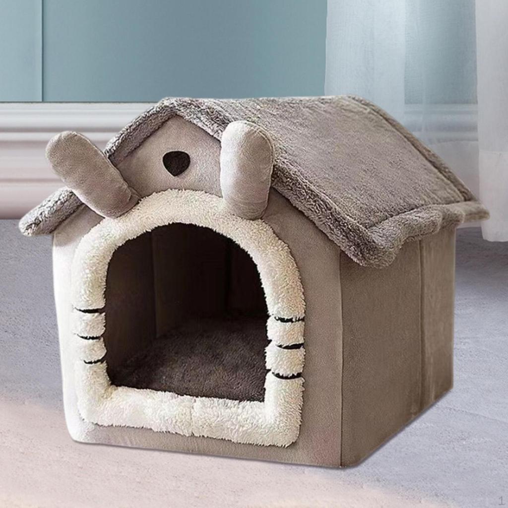 Cat Cave Bed ,Pet House ,Light Grey Removable Cushion Indoor Small Pets Tent Dog Plush for