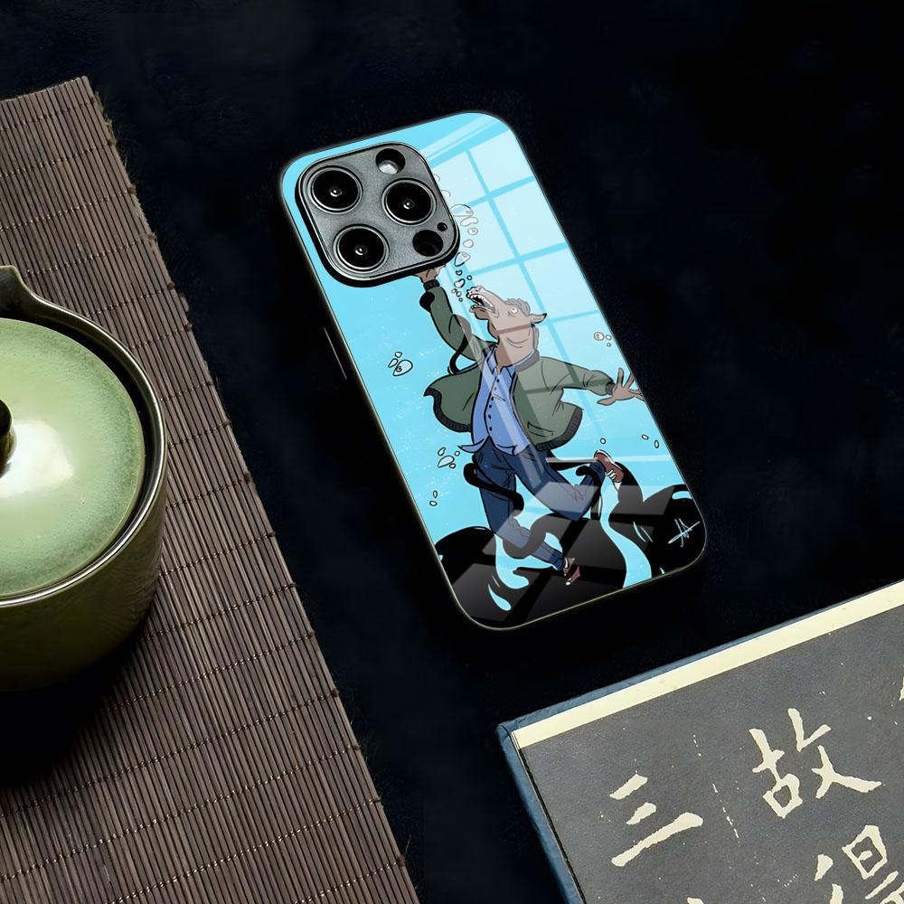 Мультяшный чехол для телефона B-boJack Horseman для iPhone 16 15 13 12 14 11 Pro Max Mini X Xr Xs 8 7 Puls 6 Стекло Прозрачный Роскошный Coqu
