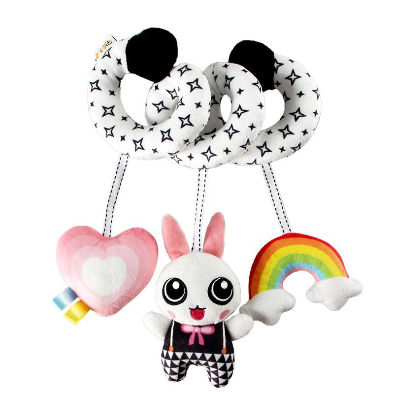 Спиральные плюшевые игрушки для автокресла, игрушки для кроватки, спиральная игрушка для занятий спортом, встроенное устройство BB, погремушка и звуковой ящик, сенсорная игрушка для новорожденных, лучший подарок на 0, 3, 6, 9, 12 месяцев