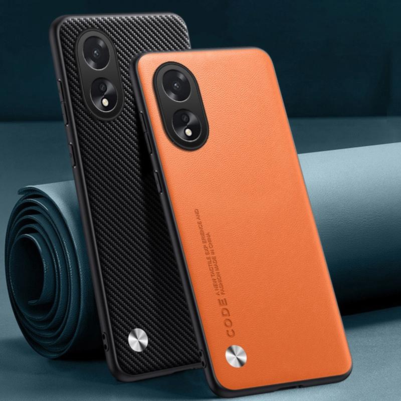 Роскошная матовая задняя крышка из ПУ-кожи для OPPO A38, A58, A78, A98 с силиконовой защитой