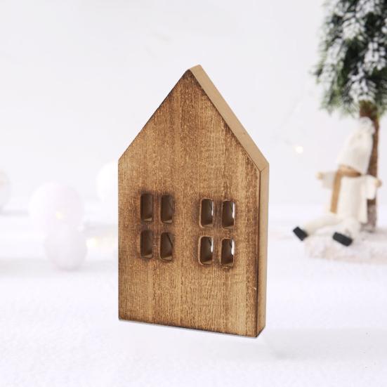 Wood Craft Eco-friendly Unique Design No Glitch Nordic Style Miniature Christmas Decor Good Texture Small House Wooden Craft Household Supply