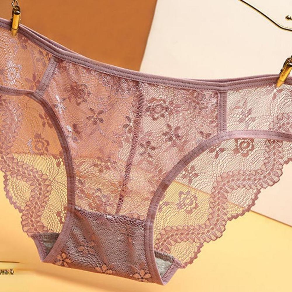 Summer Women Lace Flower Panties Low-Rise Underwear Trendy Lace Briefs Female Soft Underpants Lingerie