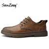 Весна Осень Повседневная Мужская Ретро Кожаная Обувь Мода Британский Стиль Противоскользящая Chaussure Homme Cuir Роскошный Бренд Дизайнер
