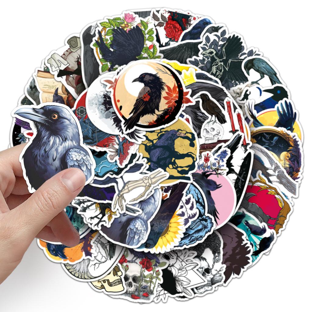 50 Crow Doodle Personality Magic Witch Creative Decoration Mobile Case Suitcase Stickers Waterproof