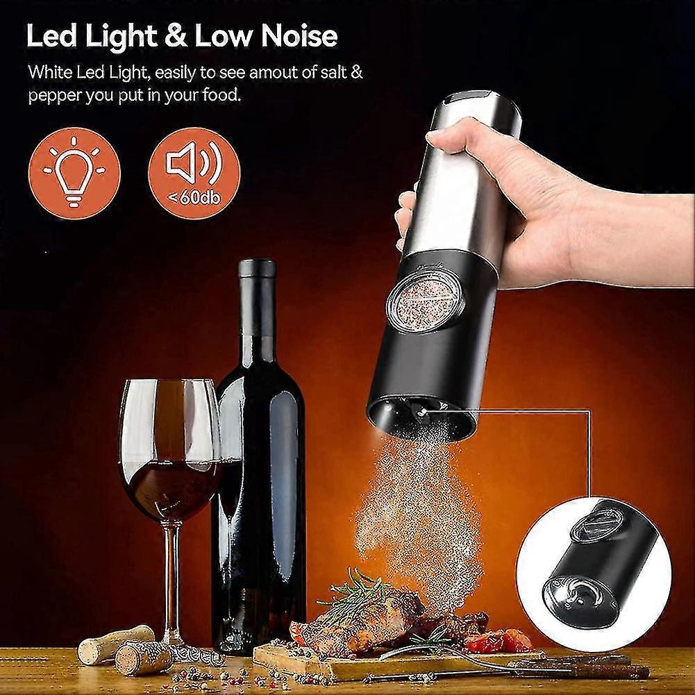 Rechargeable Electric Salt And Pepper Grinder Set With Double Charging Base, Usb Cable, Automatic Salt Pepper Grinder