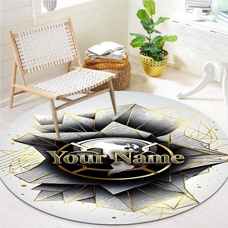Club America Eagle Custom Name Round Area Rug Carpet Rug For Living Room Bedroom Sofa Playroom Decor Nonslip Floor Mat