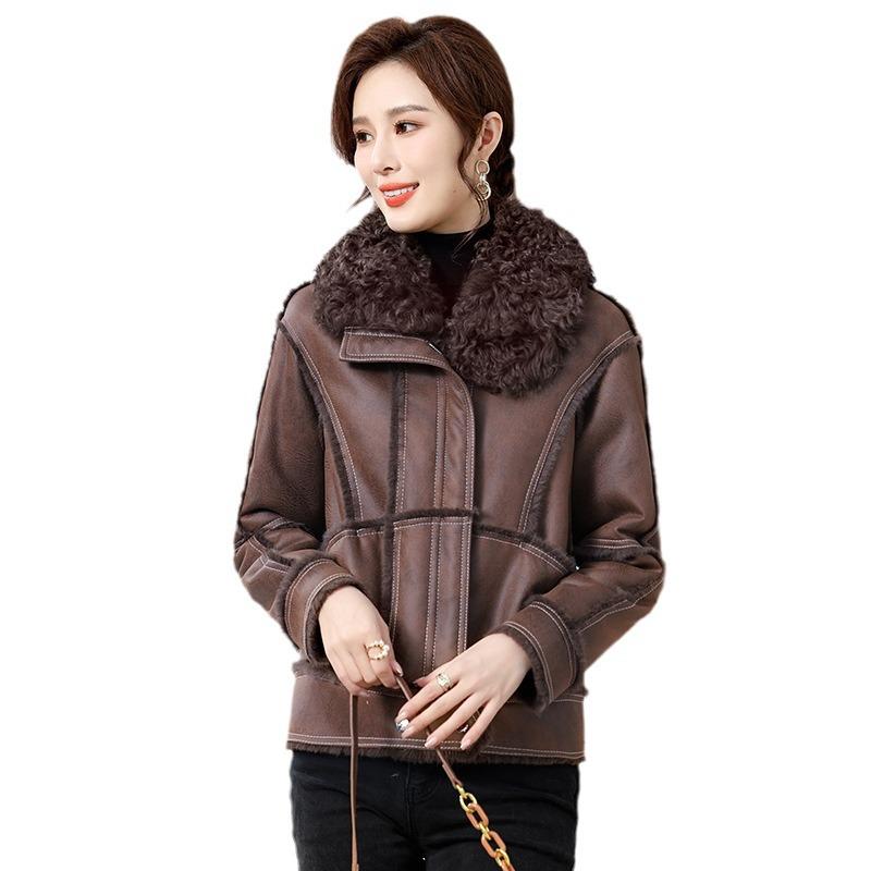 Новое пальто из меха встык для молодой мамы, цельное, женское, осенне-зимнее, толстое меховое пальто, короткое