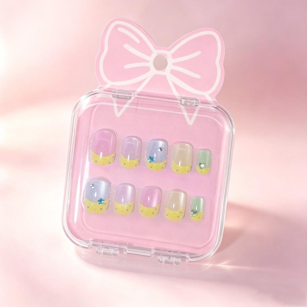Cat's Eye Press On Nails Short Nail Tips New Nail Stickers Children Wearing