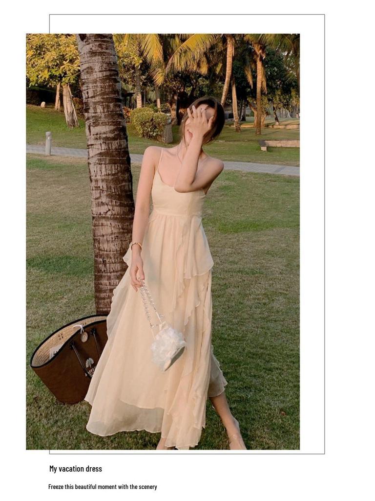 Women’s French Seaside Summer Camisole Dress – Elegant, Gentle Style Beachwear