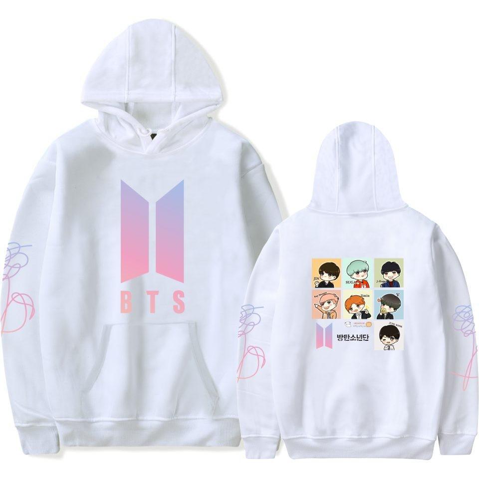 Bts Hoodie With Embroidered Graphic Cotton Fleece For Youth Casual Wear