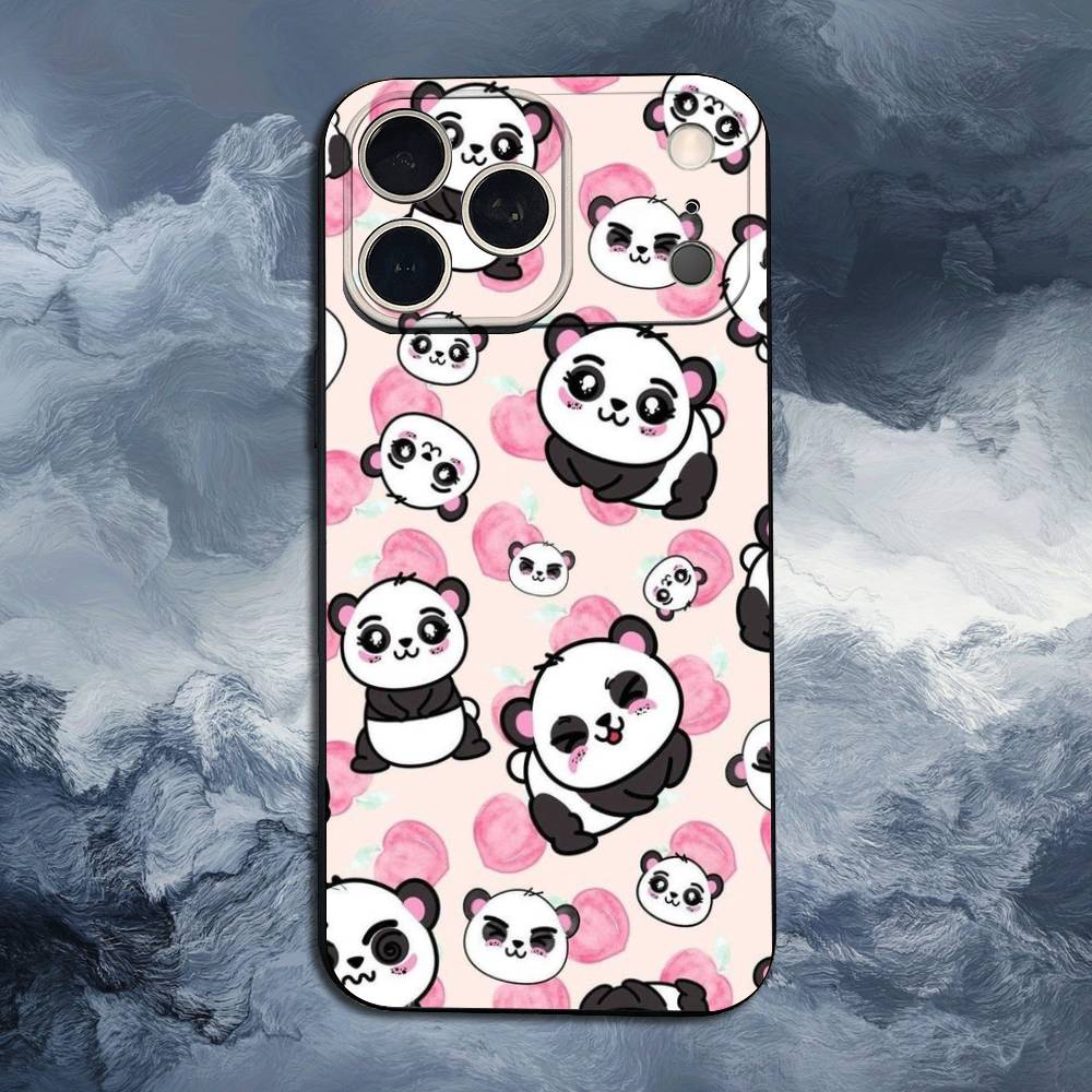 Мультяшный Милый Медведь Панда Чехол Для iPhone 15,17,16,12,14,13,11,Plus,Pro Max,XS,X,Mini,8,7,XR,SE,Мягкий Силикон Черный