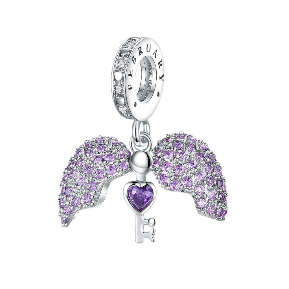 Медные бусины в форме сердца с инкрустацией и подвеска-шарм в виде бабочки, подходят для браслета-змейки, бутикового ожерелья, фиолетовая подвеска, подарок