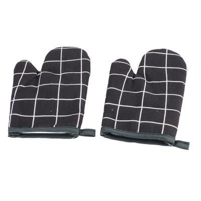 Варежки для духовки Варежки для готовки с хлопковой подкладкой Термостойкие перчатки Инструмент для выпечки Посуда с черными решетками