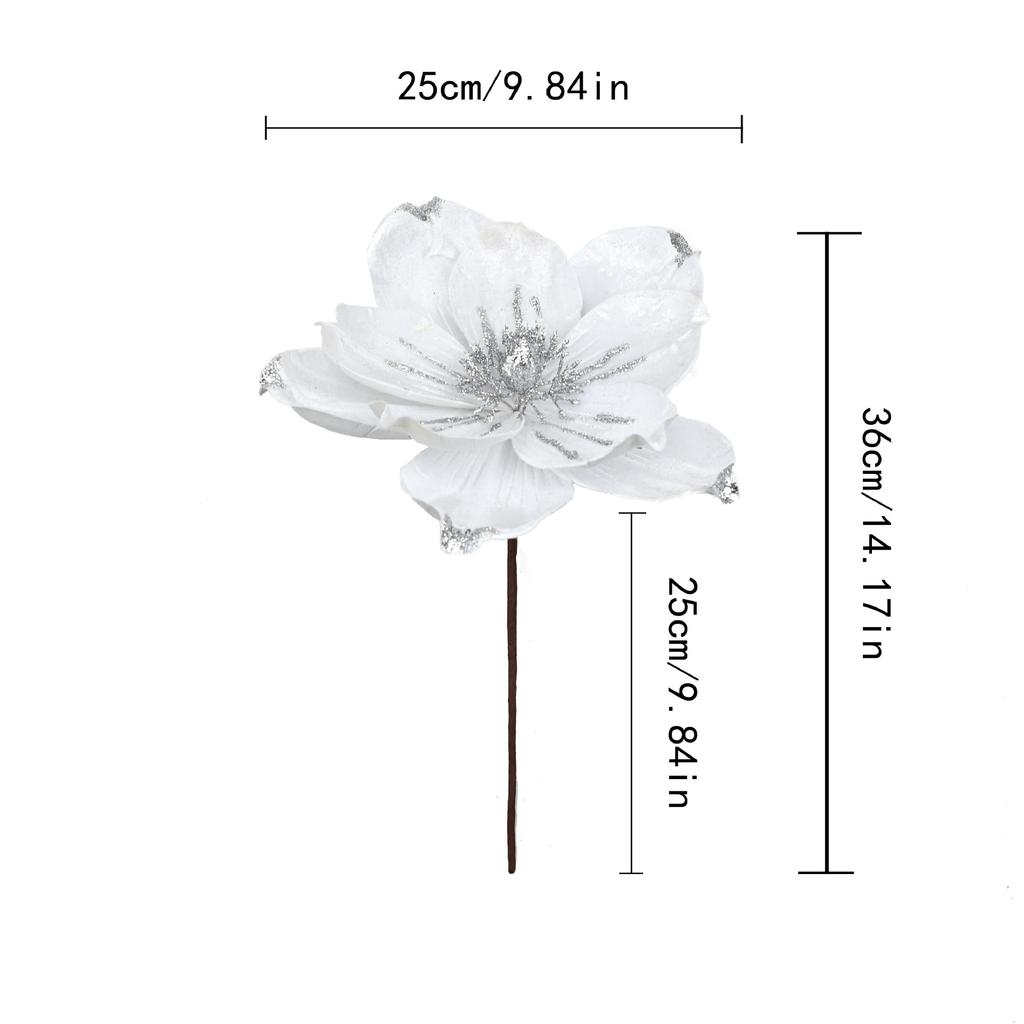 36cm High-end Glitter Artificial Christmas Flowers Xmas Tree Ornaments Christmas Tree Hang Flower Ornament 2026 New Year Decor