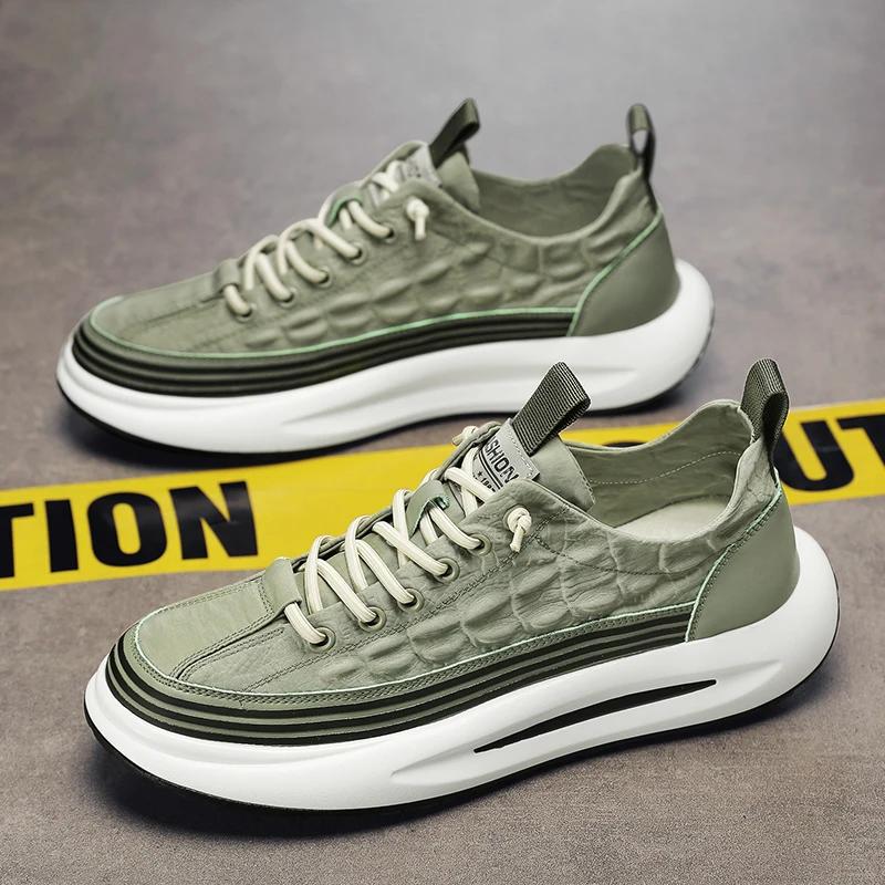 Кроссовки мужские на толстой подошве с мягкой подошвой, модные повседневные кожаные, дышащие, с увеличенной высотой, на плоской платформе, для сноуборда