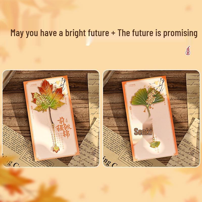 Изысканная металлическая закладка в стиле ретро с листом гинкго - Идеальный культурный подарок для студентов