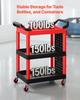 VEVOR Utility Cart, 136 kg Capacity, 3 Tier Service Cart with 360 degrees Swivel Wheels (2 with Brakes)
