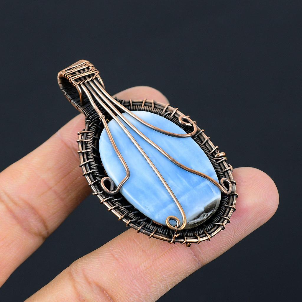 Owyhee опал драгоценный камень чистая медная проволока обернутая подвеска ручной работы ювелирные изделия для подарка