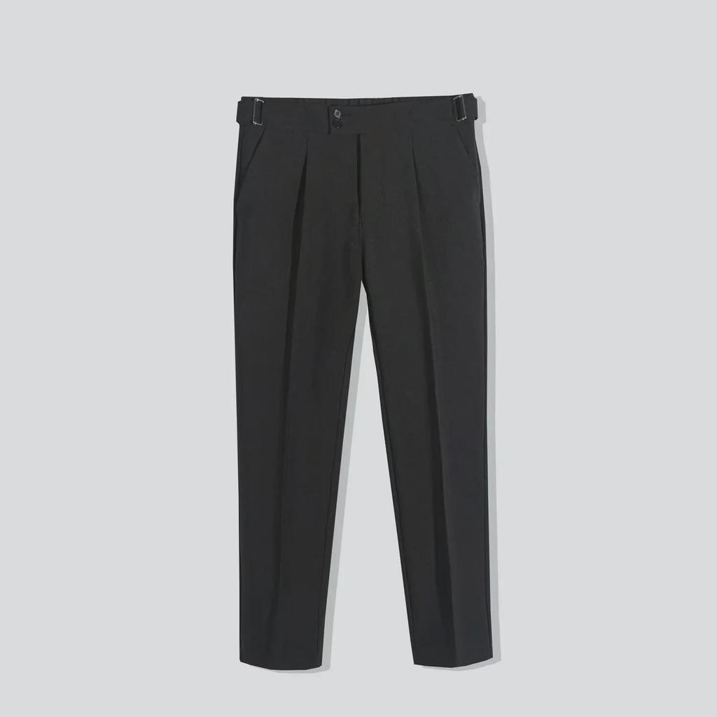 Men's Casual Loose Fit High-Waist Suit Pants - Spring & Autumn, Italian-Style, Nine-Point Length