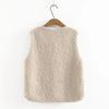 Vests Spring Autumn Women Button Waistcoat Lamb Hair Winter Thermal Warm Thick Fleece Vests Sleeveless Jacket Ladies Coats