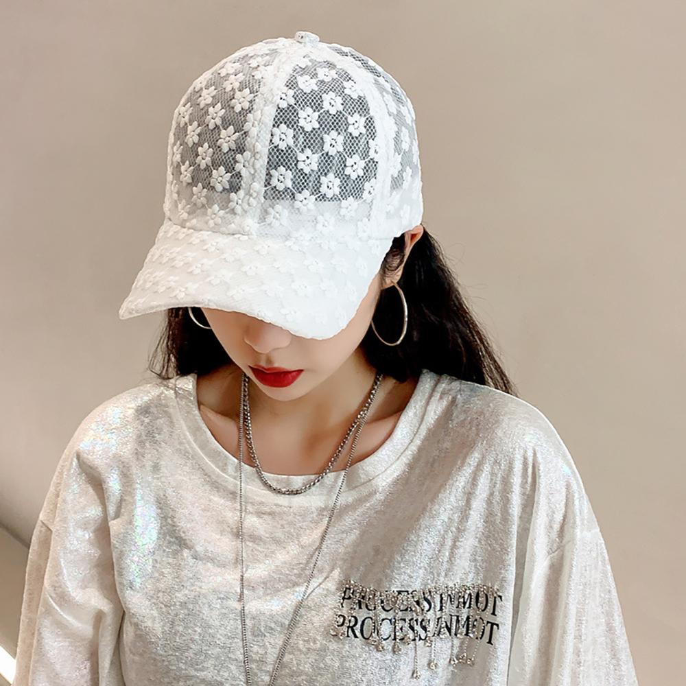 Breathable Casual Korean Hip Hop Outdoor Girls Visors Cap Lace Flower Baseball Cap Mesh Hat