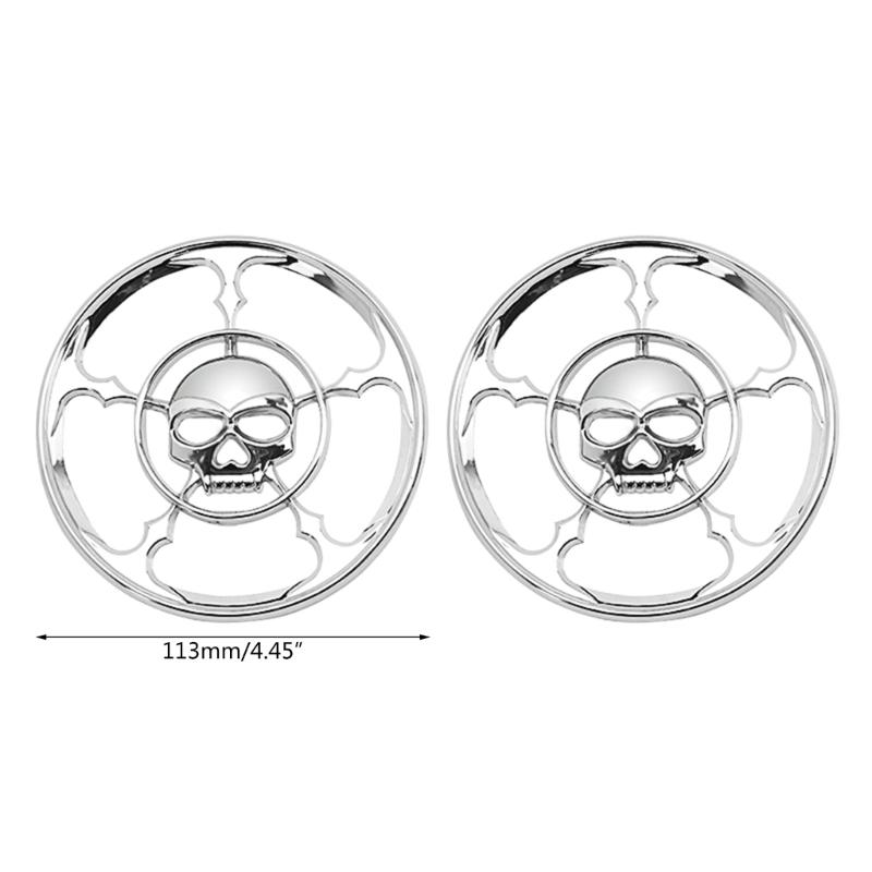1 Set Motorcycle Skull Speaker Trim Cover for Electra Glides Street Glides Trikes 1996-2013 4-1/2" Grill Covers