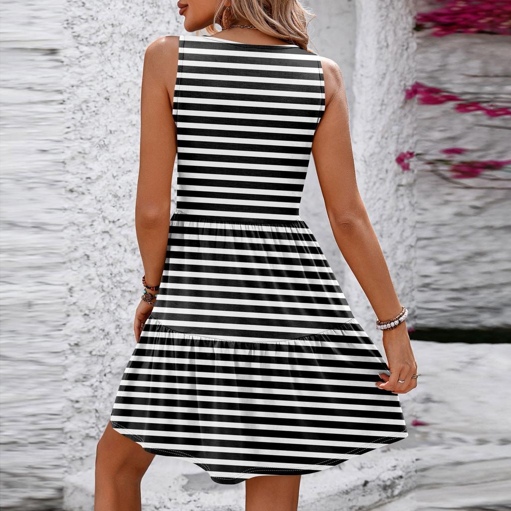 Женские летние модные повседневные платья с v-образным вырезом в стиле пэчворк без рукавов с принтом-жилетом