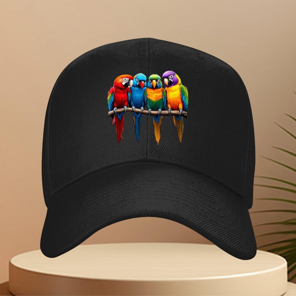 Vibrant Parrot Print Baseball Cap Unisex Polyester Adjustable Outdoor Sports Casual Hat