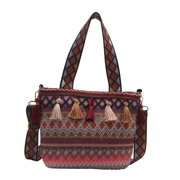 Модная и ретро сумка через плечо, летняя женская сумка на одно плечо с бахромой, вместительная сумка-тоут