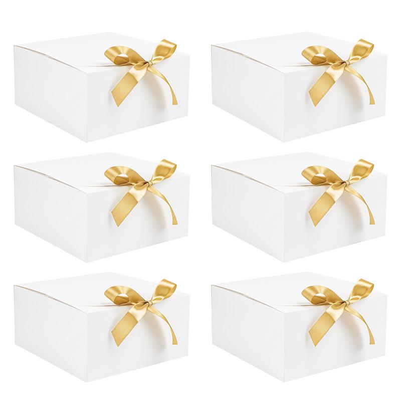 WTEMPO 6 шт 20*20*10 см креативные бумажные коробки с бантом для торта, десерта, кондитерских изделий, подарочные коробки для свадеб, фестивалей, вечеринок, однотонные складные подарочные коробки