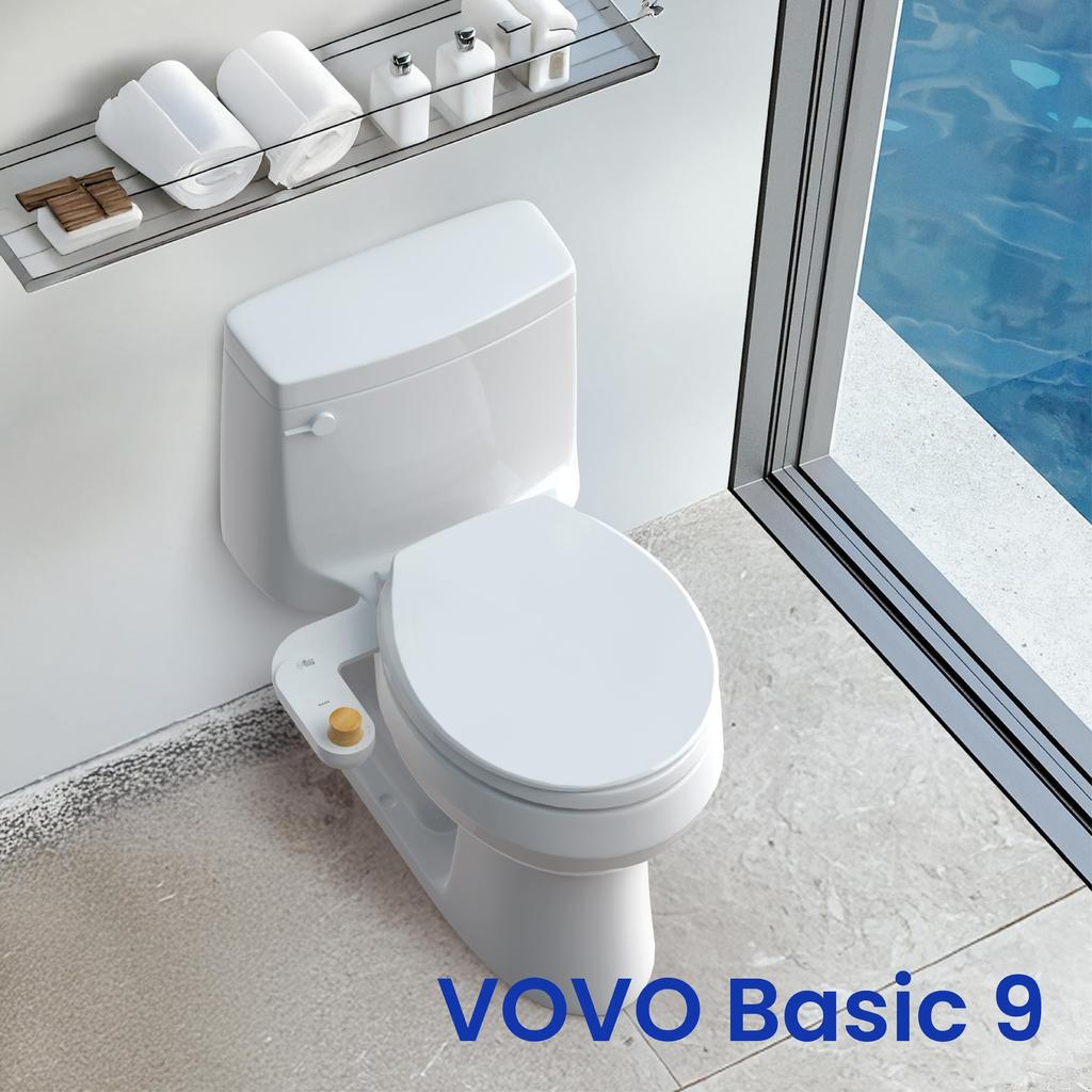 VOVO Basic 9 Slim Toilet Seat Cleaning No Power Easy Water Bamboo Dial Shower Butt Nozzle White Unit, Required, Installation, DIY, Pressure/angle