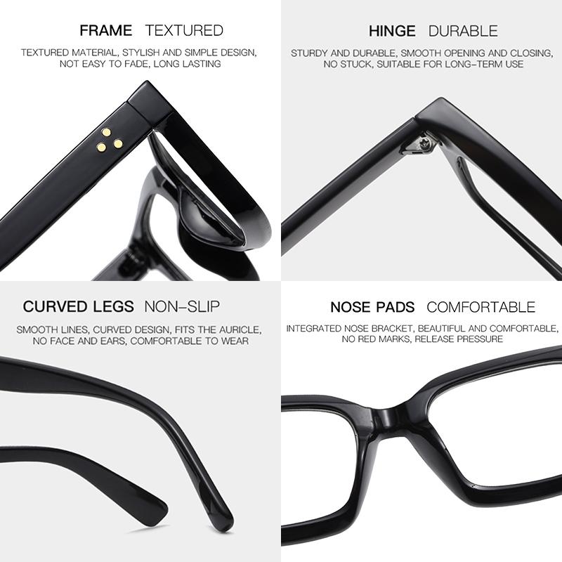 0~+ 3.00 Женские очки для чтения, большие мужские портативные диоптрийные очки высокой четкости, квадратная большая оправа, аксессуары для пресбиопии