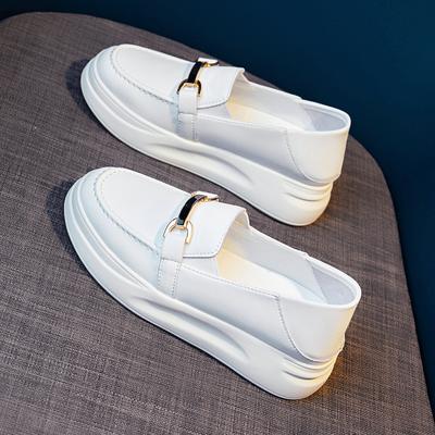 Версия из коровьей кожи! Женская обувь для медсестер, мягкая подошва, дышащая, не утомляет ноги, нескользящая, толстая подошва, увеличивающая рост, кожаная, белая кожаная обувь, весна и лето