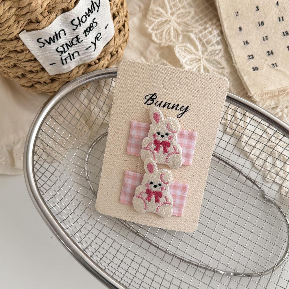 Мультяшные милые заколки для волос с кроликами, тканевые кружевные детские BB-заколки, заколки для волос для маленьких девочек, детские аксессуары для волос, головные уборы, зажимы для волос