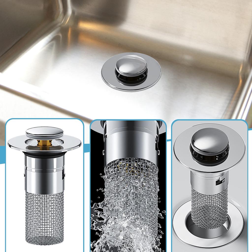 Plug In And Press Type Stainless Steel Sink Plug, Filter, Collector