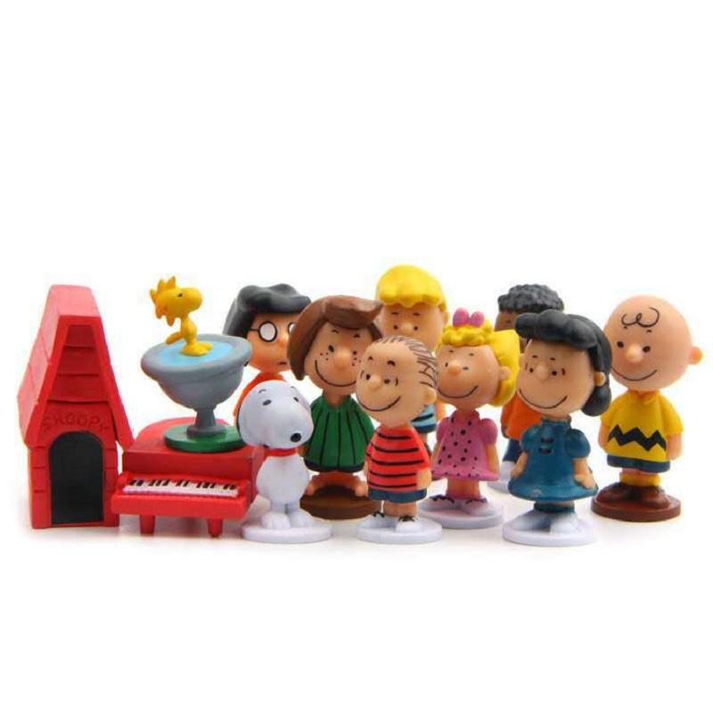 12 шт. Японский мультфильм Peanuts Снупи Чарли Салли Вудсток Мини-фигурка Модель Игрушки Миниатюрные Люди для Торта Коллекционные Реквизит
