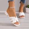 Fashion Women's Fashion Large Size Slippers Summer New Square Head Hollow Breathable Soft Bottom Temperament Low Heel Sandals