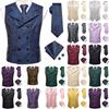 Mens Waistcoat Paisley Floral V-Neck Pockets Vest Suit Tie Set S-3XL Wedding
