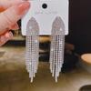 Fashion Statement Earring Long Full Rhinestone Big Earrings for Women Shining Tassel Dangle Earrings Wedding Jewelry Gift