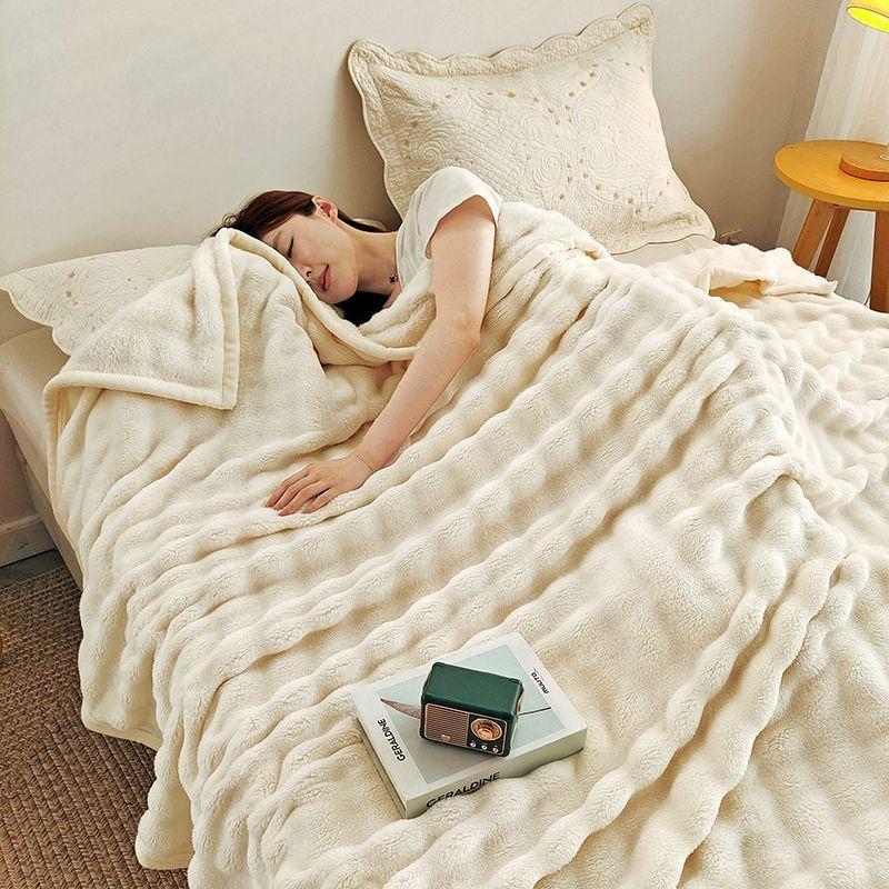 Легкая роскошь однотонное многофункциональное одеяло из кроличьего вельвета зимнее толстое теплое фланелевое используется для спальни гостиной одеяло