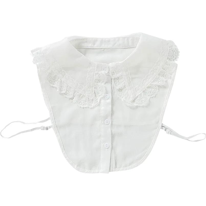 Perfect Match Women Lace Cotton Fake Collar Detachable Collar Vintage Shirt Blouse Top Ladies Big Mesh False Blouse Collar Half Shirt