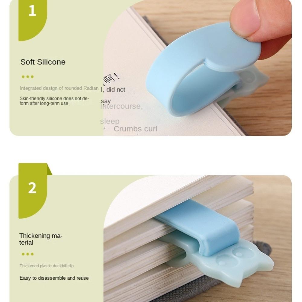 1pc/3pcs Automatically Follows Book Mark Cute Cats Page Flipping Bookmark Clip  for Read Lovers