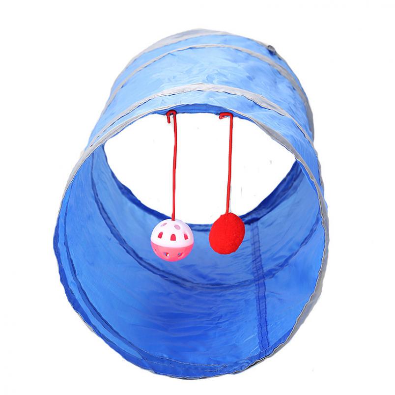 Pet Cat Kitten Tunnel Tube Toy Hide Playing Foldable House Hanging Ball Bell