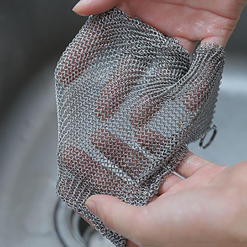 Square Stainless Steel Dishcloth Rust-free Pot Brush Multifunctional Steel Wool Glass