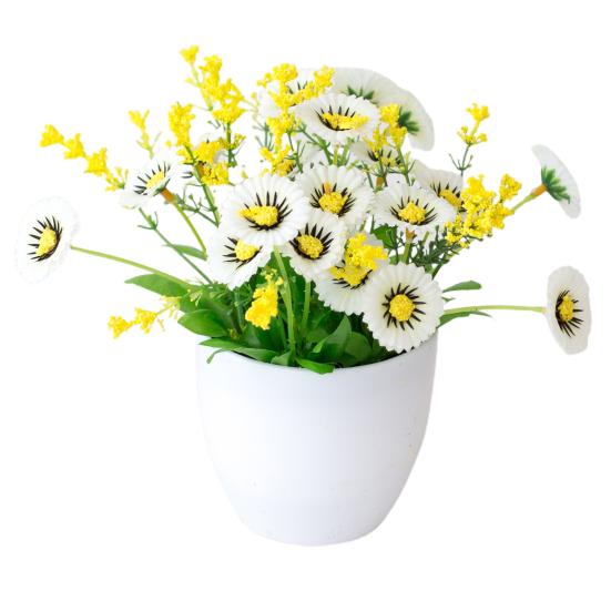 Artificial Flower Pot Chrysanthemum Desktop Decor Plastic Everlasting Fake Potted Plant