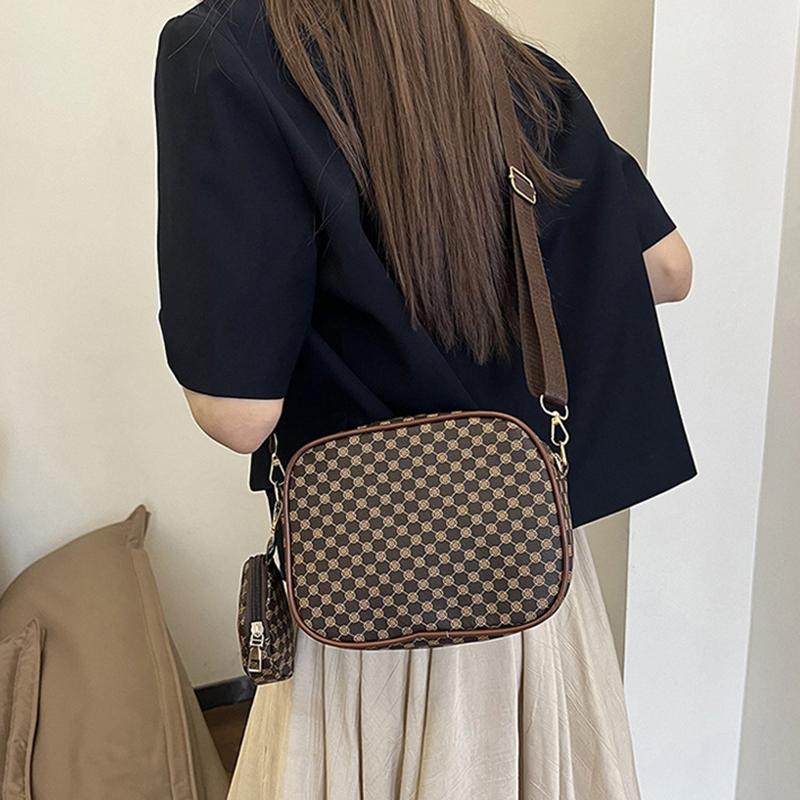 Винтажная трендовая квадратная сумка через плечо с небольшим узором из искусственной кожи, женская сумка через плечо